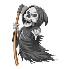 The grim reaper with bone and holding the scythe full of color