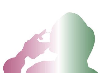 水を飲む女性シルエット