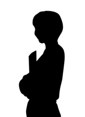 ファイルを持つ女性シルエット