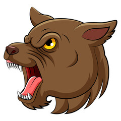 The scary dog only the head  with the yellow eyes and brown fur