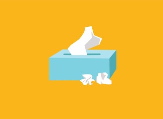 Vector of tissue box on orange background