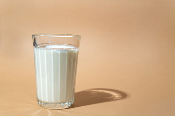 Milk in a transparent glass. Healthy food concept.