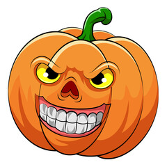 The orange pumpkin with big smile and yellow eyes for the Halloween