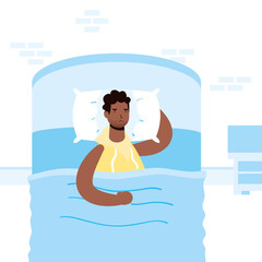 afro man suffering from insomnia character