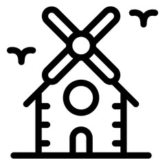 
Historic pinwheel architecture, brixton windmill icon in solid design 
