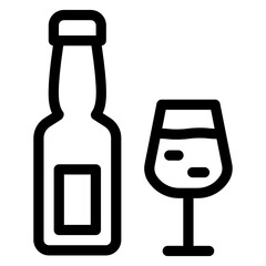 
Wine drink bottle with glass, alcoholic beverage solid icon
