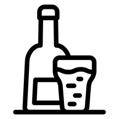 
Wine drink bottle with glass, alcoholic beverage solid icon
