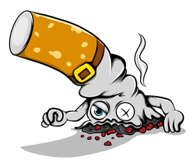 The burning cigarette felling and emitting the smoke for healing the world