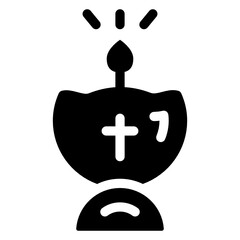 
Catholic holy grail icon in solid design 
