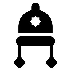 
Winter clothing accessory, solid icon of knitted cap 
