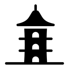 
Icon of temple in solid style, religious building
