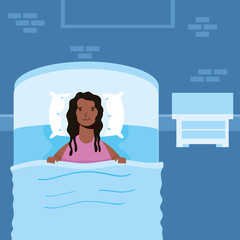 afro woman suffering from insomnia character