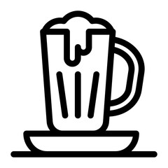 
A large pitcher glass of beer, solid icon of beer mug 
