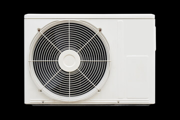 isolated air conditioner condenser, ductless mini-splits on black background.