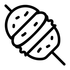 
A solid vector of skewer food, filled icon 
