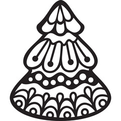 Christmas Ornament, Mandala Christmas Tree, silhouette zendoodle illustration. Template for craft, vinyl, paper cutting, scan n cut, t-shirt design