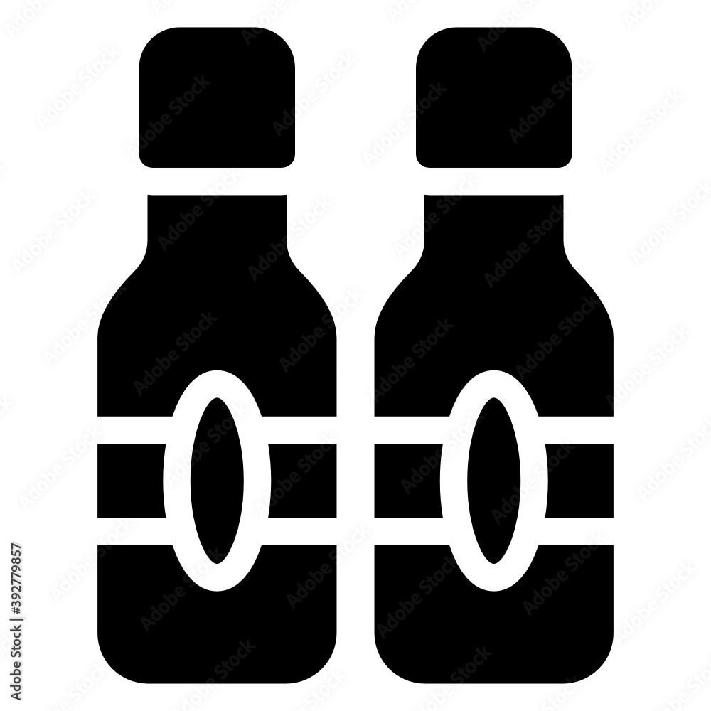 Sticker wine drink bottle with glass, alcoholic beverage solid icon