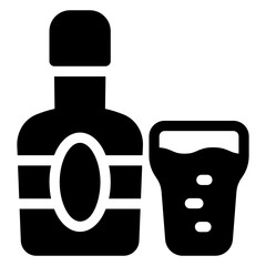 
Wine drink bottle with glass, alcoholic beverage solid icon
