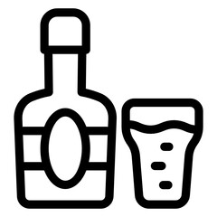 
Wine drink bottle with glass, alcoholic beverage solid icon
