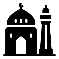 
An islamic mosque building in glyph icon
