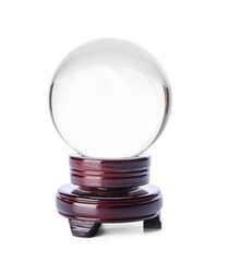 Crystal ball of fortune teller on white background