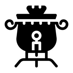 
Russian teapot in solid icon, classic samovar
