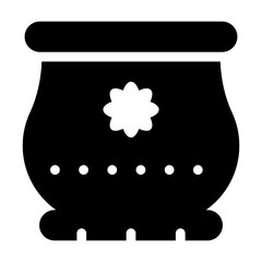 
A russian potion cauldron, cooking pot in editable style 
