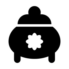 
A russian potion cauldron, cooking pot in editable style 
