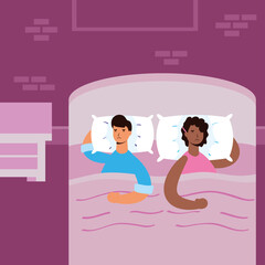 interracial couple suffering from insomnia characters