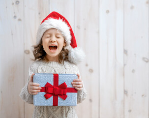 girl with Christmas gift