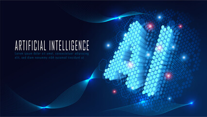 Ai hexagon text on circuit board in futuristic concept suitable for future technology artwork , Responsive web banner