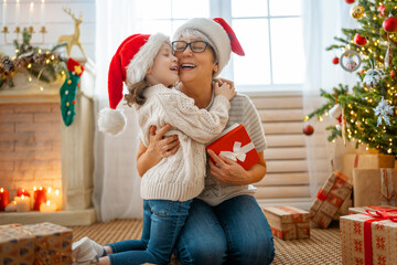 family celebrating Christmas