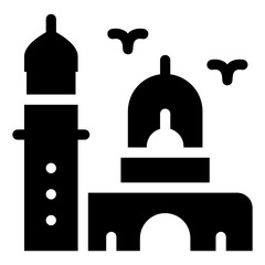 
Filipino historic building, basilica cathedral icon in solid design 
