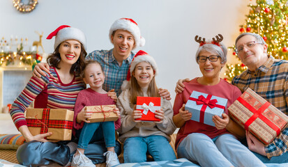 family celebrating Christmas