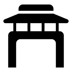 
Tropical accommodation, solid icon of nipa hut 
