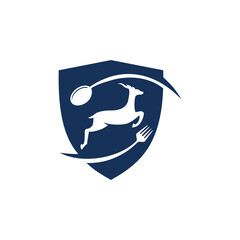 simple jumping gazelle shield restaurant vector icon