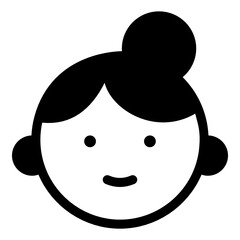 
Philippines girl with high bun icon in solid design 
