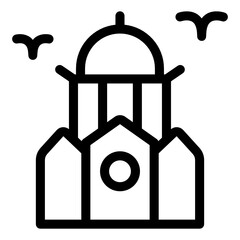 
Filipino historic building, basilica cathedral icon in solid design 
