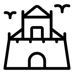 
Filipino historic building, basilica cathedral icon in solid design 
