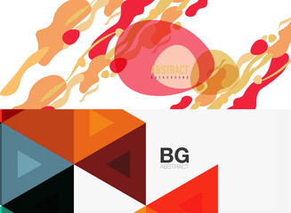 Set of two minimal geometric abstract backgrounds. Vector illustration for covers, banners, flyers and posters and other designs