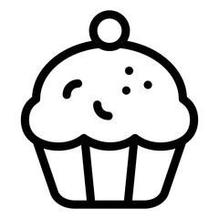 
Cake with cherry on it, cupcake icon in solid design.
