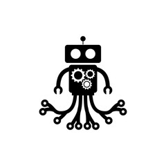 simple modern robot with octopus legs vector icon