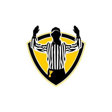 american football sport referee shield vector icon