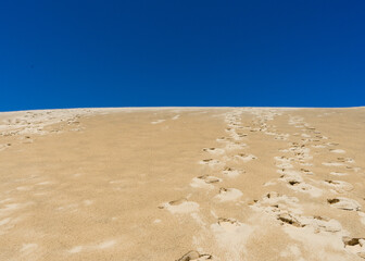 sand dune with footprints