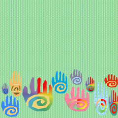 Green background with hands