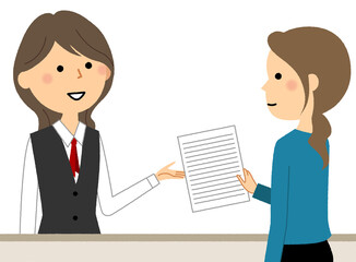 Fototapeta premium 受付する制服姿の女性