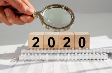 2020 year concept for business, budget and financial recap or summary. Research of year