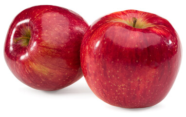 two red apples isolated on white background. clipping path.