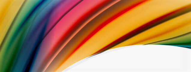 Abstract Background. Smooth flowing lines, blurred waves, rainbow color style stripes. Vector illustrations for covers, banners, flyers and posters and other