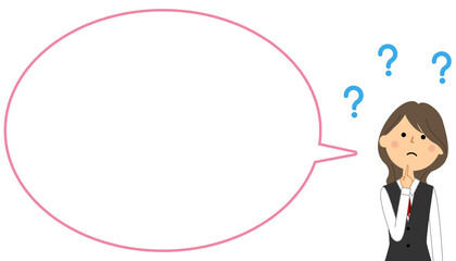 疑問をもつ制服姿の女性　ふきだし